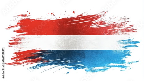 Grunge shaped brushed flag of luxembourg, isolated on white background, in style of vector. 