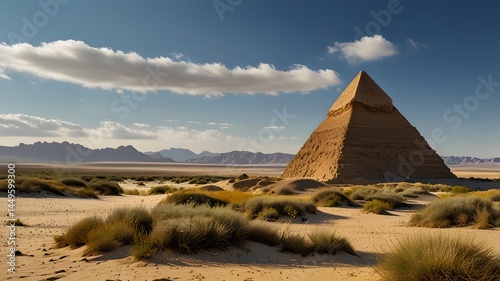Ancient Pyramid in a Vast Desert Landscape