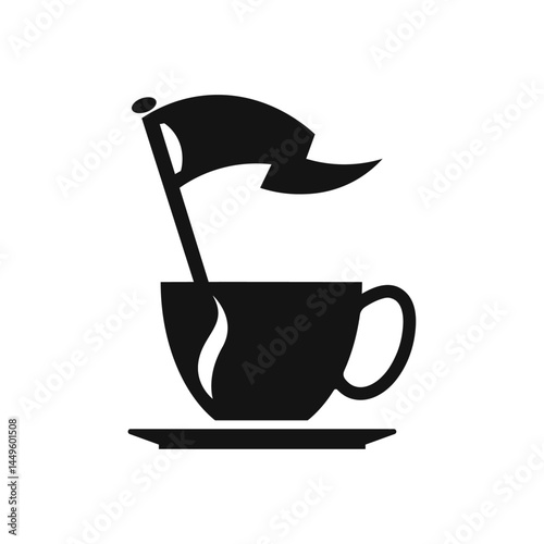 Tea mug and coffee cup with flag icon vector illustration template