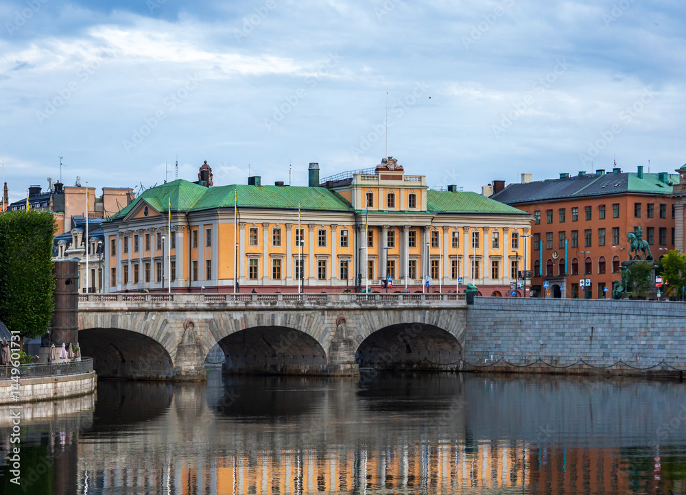 Obraz premium Elegant Swedish architecture captured in soft daylight in central Stockholm