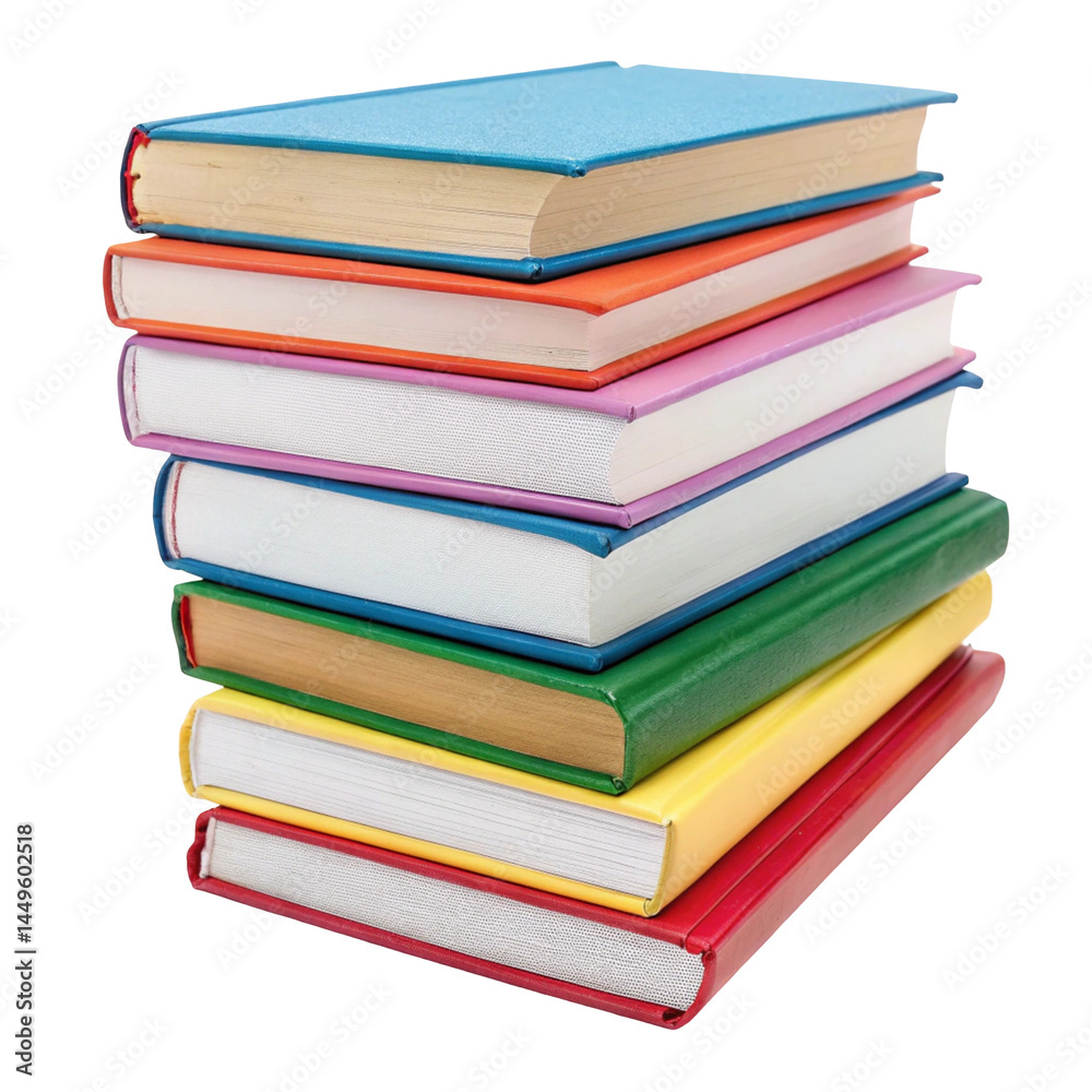 Stacked colorful study books in neat arrangement isolated on white background
Stacked colorful study books in neat arrangement isolated on white background