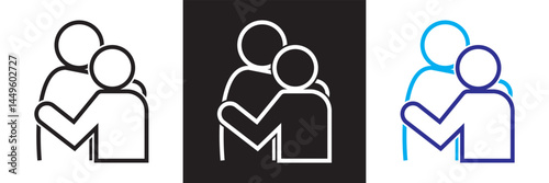Hugs icon . Vector for websites, mobile interfaces, presentations, banner, visual branding etc. Vector illustration. isolated on white and black background. EPS 10
