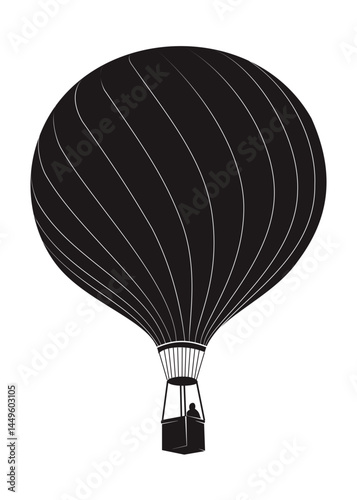 silhouette of a hot air balloon flying in the high sky