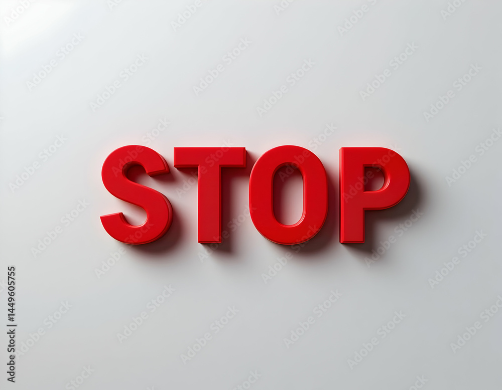 Red Stop Letters on White Surface Red Stop Letters on White Surface