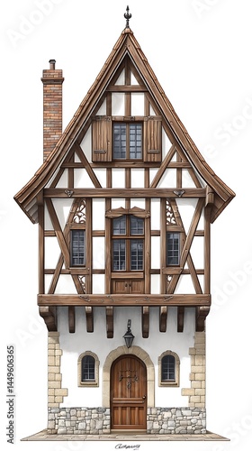 wooden house isolated on white background