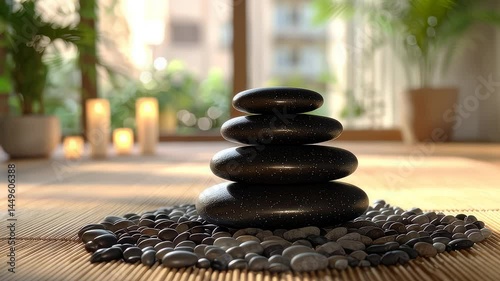 zen stones and bamboo