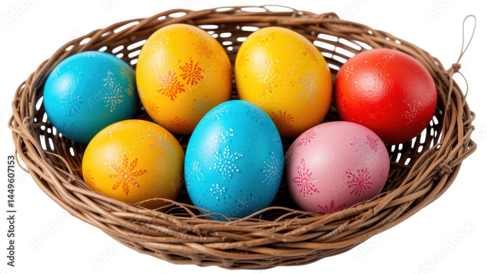 eggs inside a rustic woven basket, perfect for an Easter celebration isolated on transpraent png eggs inside a rustic woven basket, perfect for an Easter celebration isolated on transpraent png