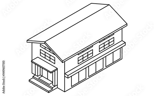Isometric illustration of a gymnasium, auditorium, store, public building, etc. with simple line drawings