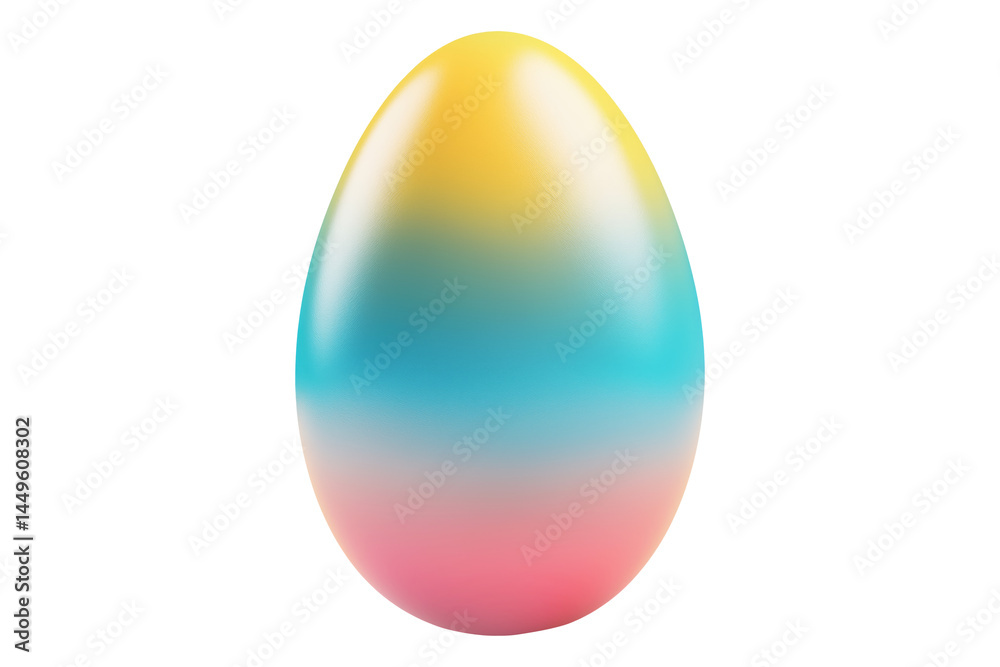 Gradient colored Easter egg with smooth transitions of blue, yellow, and pink isolated on white transparent background. Symbol of Easter celebration and festivity Gradient colored Easter egg with smooth transitions of blue, yellow, and pink isolated on white transparent background. Symbol of Easter celebration and festivity