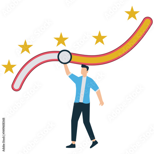 angry man push rating bar down to show dissatisfaction symbolizing negative feedback or complaint