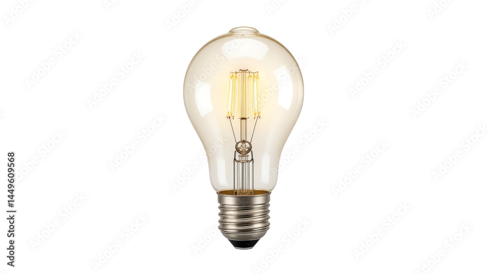 lightbulb with a soft, warm glow. The bulb's design gives a vintage or Edison style appearance. , isolated on transpraent png lightbulb with a soft, warm glow. The bulb's design gives a vintage or Edison style appearance. , isolated on transpraent png