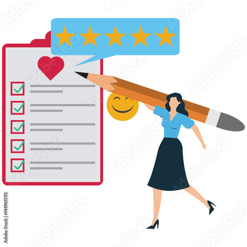 Woman hold survey on clipboard symbolizing customer feedback collection and improvement