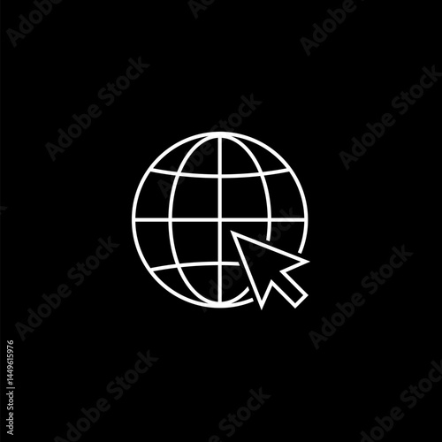Click to go to website or internet icon isolated on black background