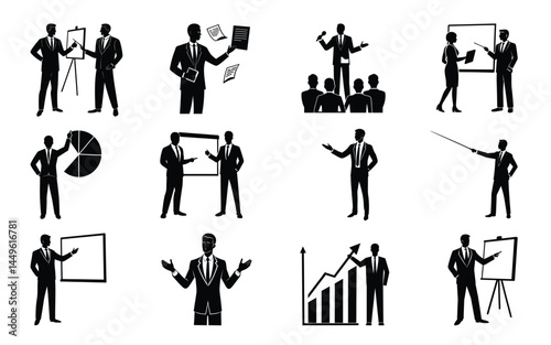 silhouettes of business people bundle on white background