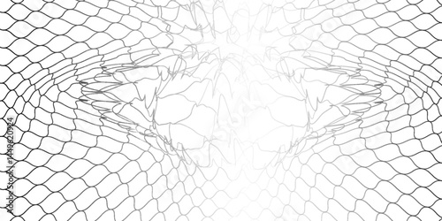 Black fisherman rope net vector seamless texture isolated on white. Fisherman netting for hunting, fiber surface illustration