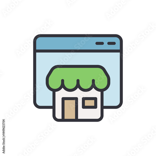 Online franchise colored icons, minimalist vector illustration ,simple transparent graphic element .Isolated on white background