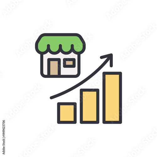 Franchise growth colored icons, minimalist vector illustration ,simple transparent graphic element .Isolated on white background