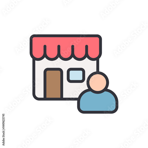 Franchise owner colored icons, minimalist vector illustration ,simple transparent graphic element .Isolated on white background