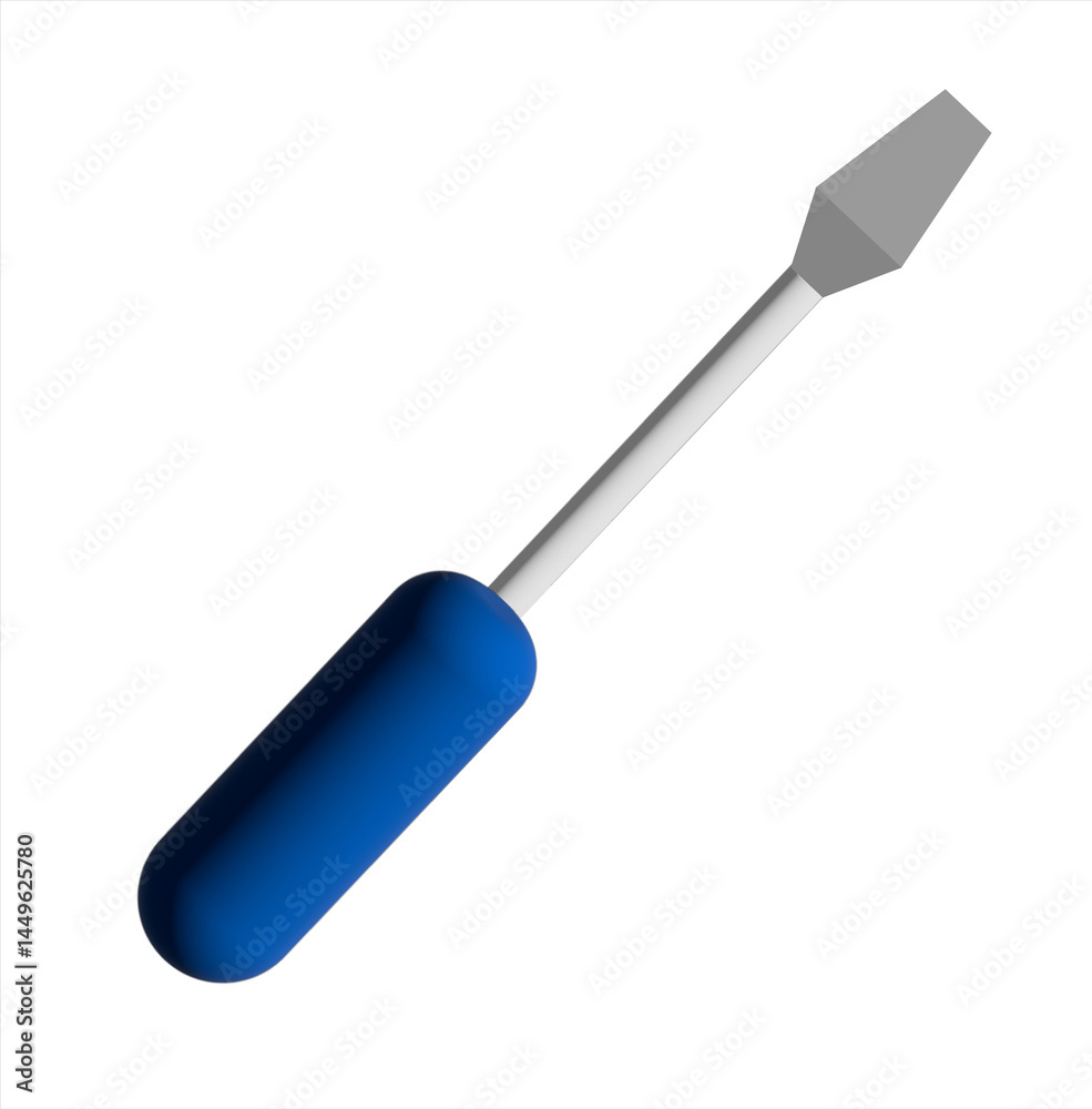 A flathead screwdriver with a vibrant blue handle, shown against a plain white background. Perfect for DIY, repair, or illustrating hand tools in technical projects and home improvement scenarios. A flathead screwdriver with a vibrant blue handle, shown against a plain white background. Perfect for DIY, repair, or illustrating hand tools in technical projects and home improvement scenarios.