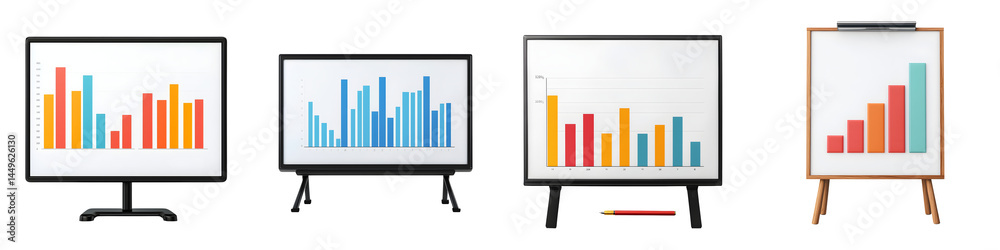 Various business data charts and graphs displayed on electronic screens. Various business data charts and graphs displayed on electronic screens.