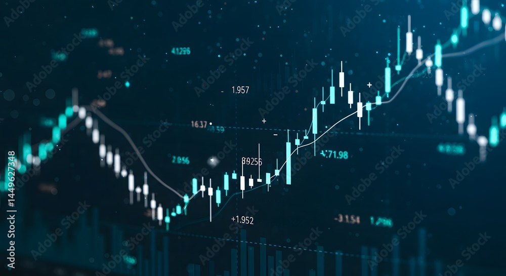 Naklejka premium Stock Chart with Line and Bar Graph
