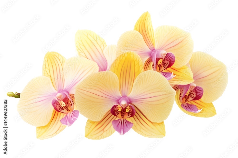 Obraz premium Elegant Pale Yellow Phalaenopsis Orchids Bouquet Closeup