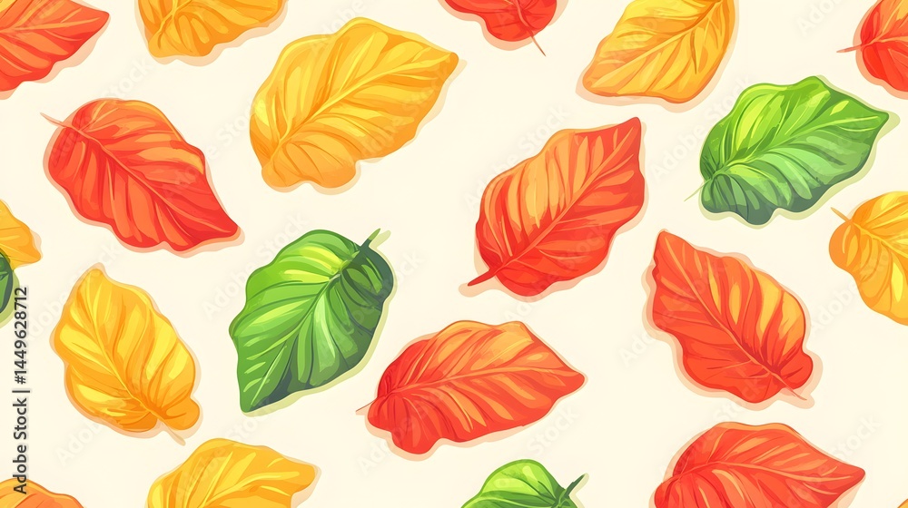 Obraz premium Vibrant Autumn Leaves Seamless Pattern Design