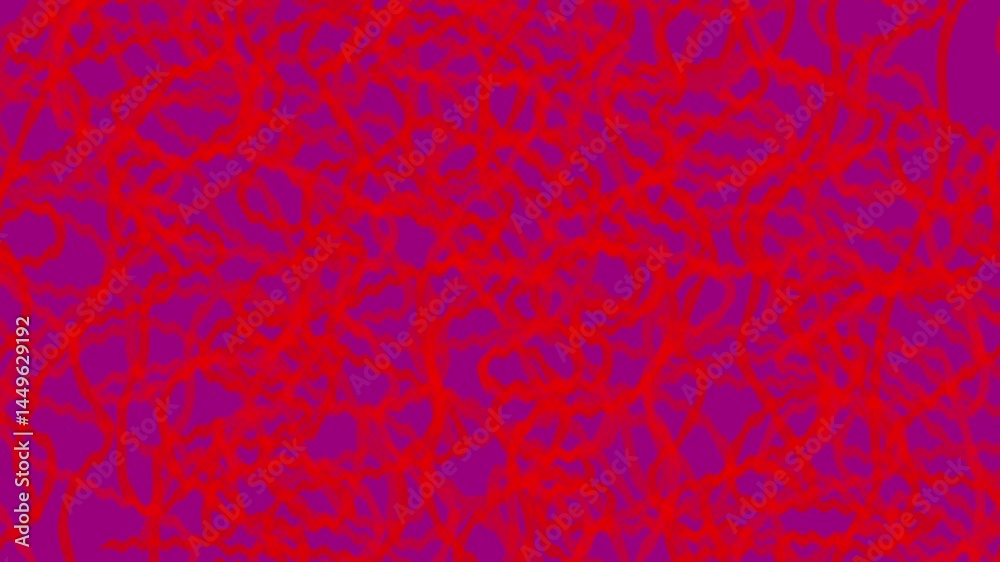 Intricate red lines create a striking visual against a vibrant purple backdrop