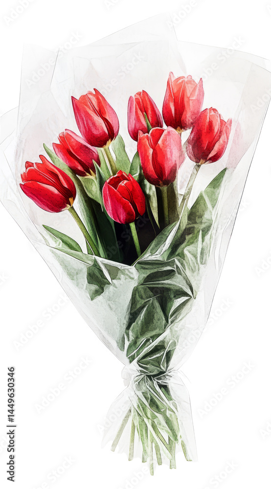 Obraz premium Red tulips bouquet looks so lovely and fresh