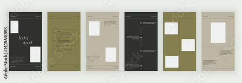 Social media templates backgrounds for stories, personal blog. Vector minimal aesthetic design banners