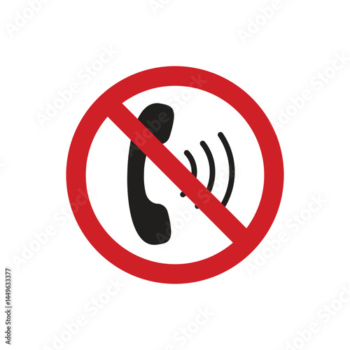 No signal phone sign template. Sign prohibiting the use of telephone, cellphone, isolated, no mobile phone. Vector illustration