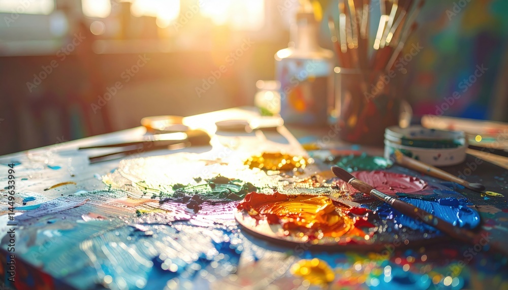 Creative painting session art studio photography bright environment close-up view artistic exploration Creative painting session art studio photography bright environment close-up view artistic exploration