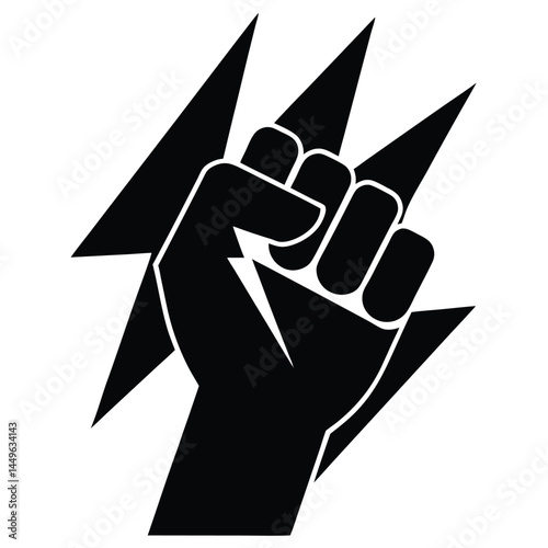 Empowering Fist with Lightning Bolts Symbol of Strength and Energy