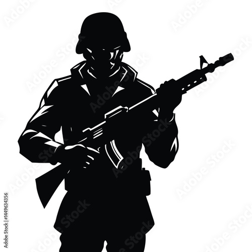 Silhouette of a Soldier Holding a Rifle Military Illustration