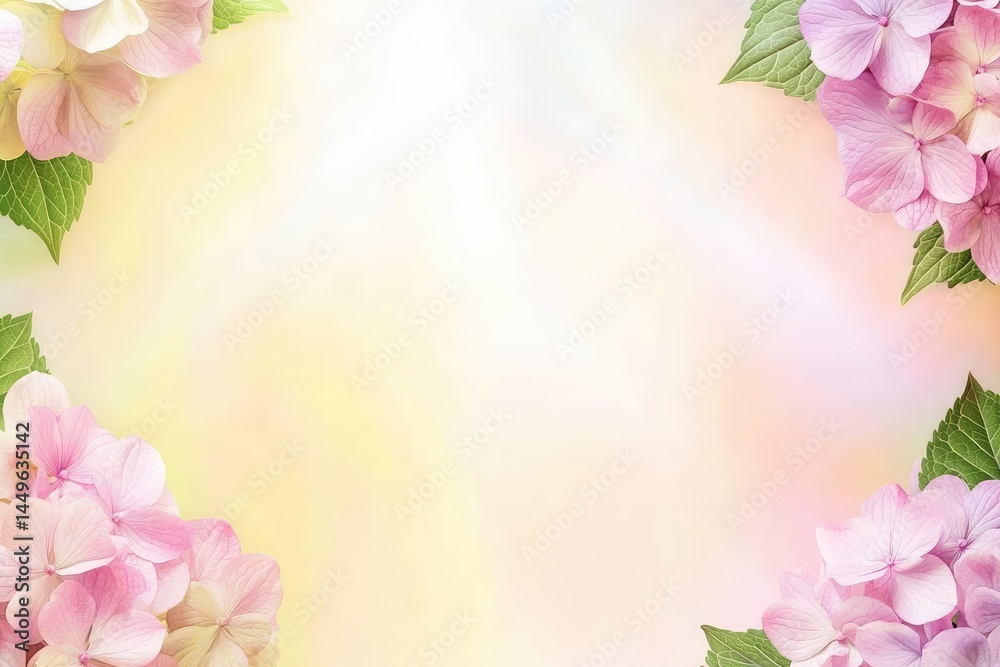 Naklejka premium Delicate Hydrangea Floral Frame
