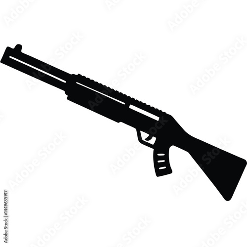 Shotgun Silhouette A Black and White Vector Illustration
