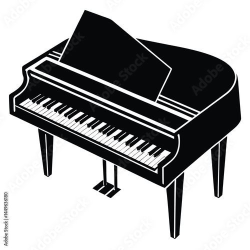 Elegant Grand Piano Silhouette Musical Instrument Illustration