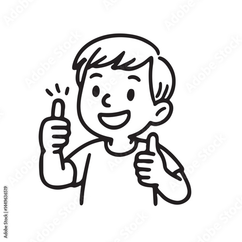 Kids Selfie and Video Creation Icon Set Hand Drawn Black and White