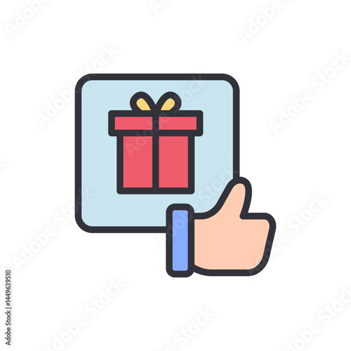 Free gift colored icons, minimalist vector illustration ,simple transparent graphic element .Isolated on white background