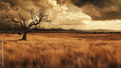 Dry, barren landscape under ominous sky