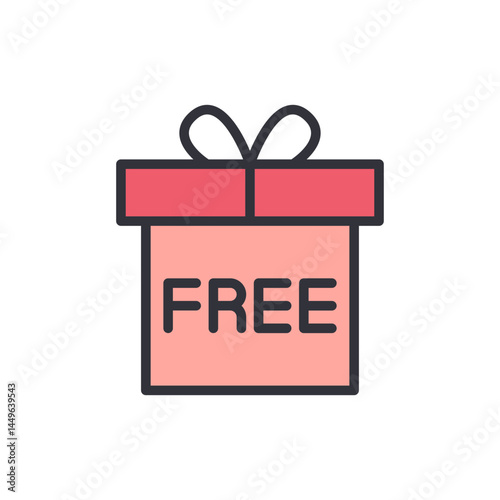 Free gift colored icons, minimalist vector illustration ,simple transparent graphic element .Isolated on white background