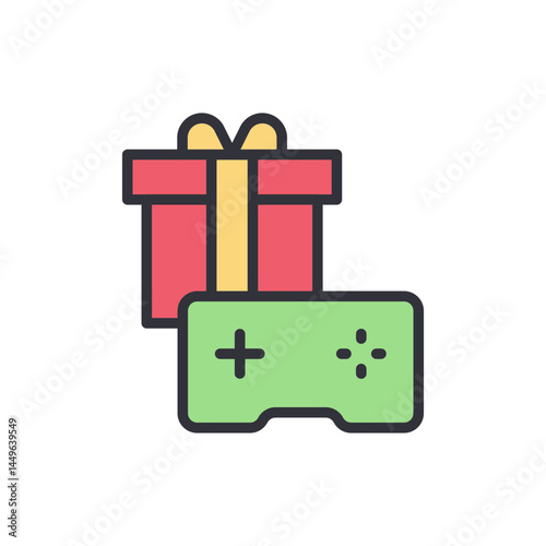 Game free gift colored icons, minimalist vector illustration ,simple transparent graphic element .Isolated on white background