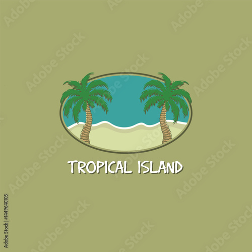 Wallpaper Mural Palm trees with lush green leaves stand at the edge of a tranquil shore under a bright, glowing sun. Black birds fly in the sky, enhancing the peaceful ambiance. Torontodigital.ca