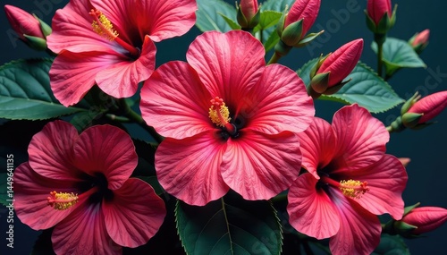 Wallpaper Mural Intricate hibiscus blossoms, vibrant hues, repeating motif , nature, floral pattern Torontodigital.ca