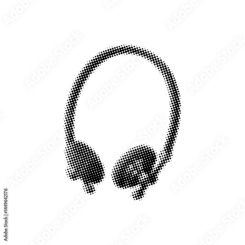 headphone with halftone dotted effect,retro collage element