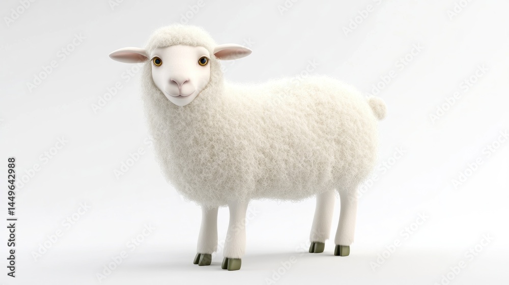 Fototapeta premium Cute white sheep, digitally rendered