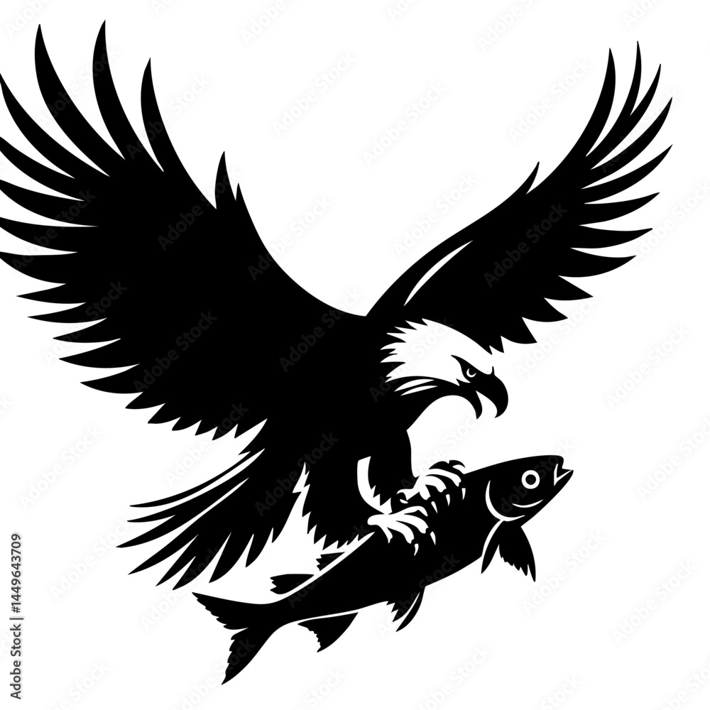 Fototapeta premium Majestic Eagle Catching Fish: A Powerful Wildlife Image