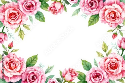 Delicate watercolor roses in a repeating border pattern , repeat, texture, classic