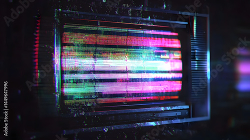 Glitch noise static television VFX. Visual video effects stripes background, CRT tv screen no signal glitch effect