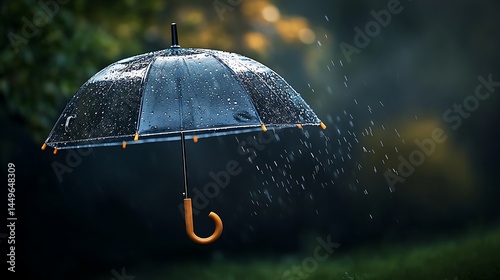 Transparent umbrella in rain
